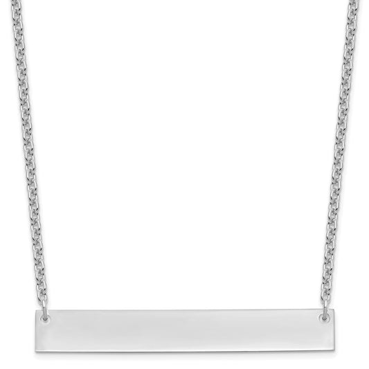Sterling Silver/Rhodium-plated Large Blank Bar Necklace