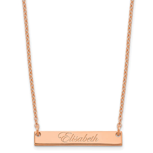 Sterling Silver/Rose-plated Small EDWARDIAN SCRIPT Bar Necklace