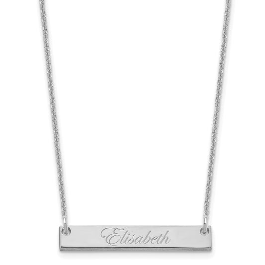 10k White Gold Small  EDWARDIAN SCRIPT Bar Necklace