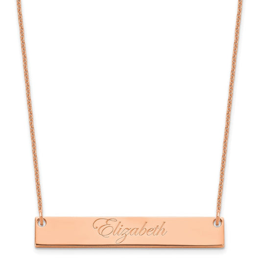 14k Rose Gold Medium EDWARDIAN SCRIPT Bar Necklace