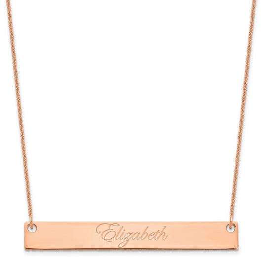 14k Rose Gold Large EDWARDIAN SCRIPT Bar Necklace