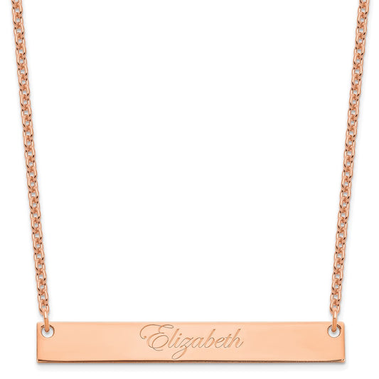 Sterling Silver/Rose-plated Large EDWARDIAN SCRIPT Bar Necklace