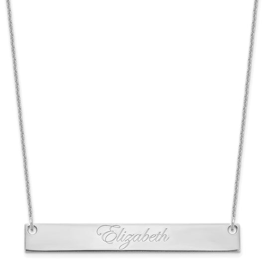 10k White Gold Large EDWARDIAN SCRIPT Bar Necklace