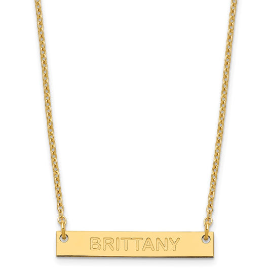SS/Gold-plated Small Capitalized ARIAL ROUNDED Bar Necklace