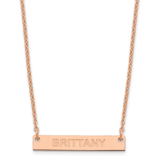 SS/Rose-plated Small Capitalized ARIAL ROUNDED Bar Necklace