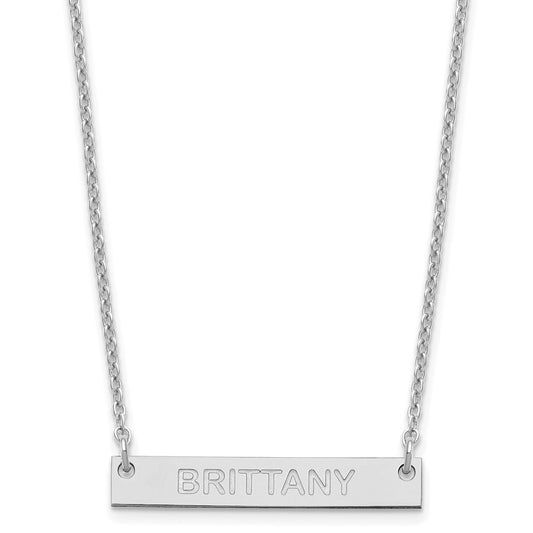SS/Rhod-plated Small Capitalized ARIAL ROUNDED Bar Necklace