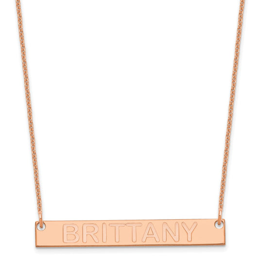 14k Rose Gold Medium Capitalized ARIAL ROUNDED Bar Necklace