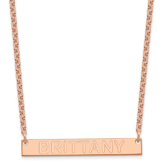 SS/Rose-plated Medium Capitalized ARIAL ROUNDED Bar Necklace