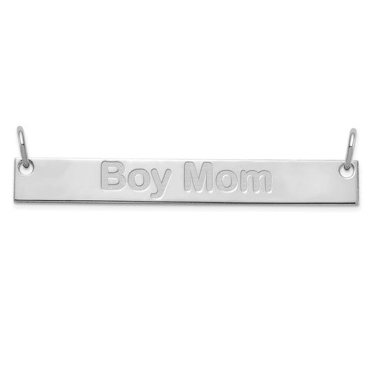 SS/Rhod-plated Large Capitalized ARIAL ROUNDED Bar Necklace