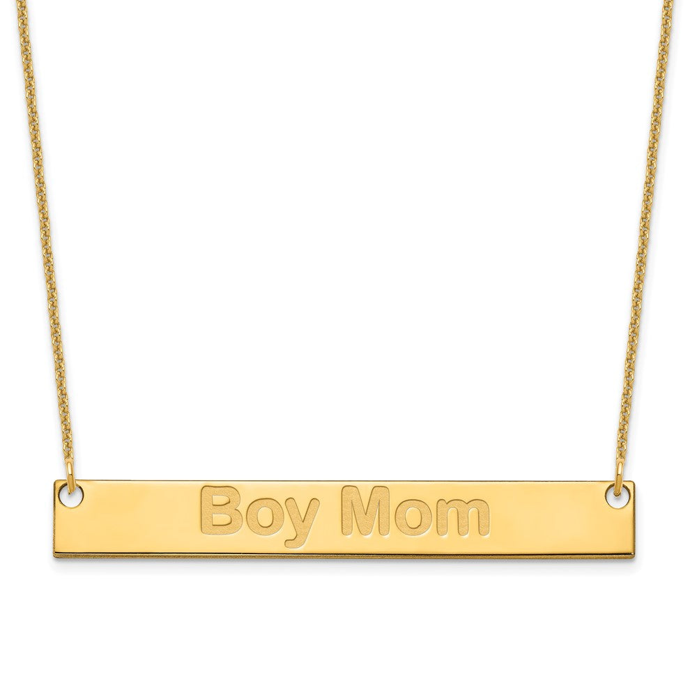 14k Yellow Gold Large Capitalized ARIAL ROUNDED Bar Necklace