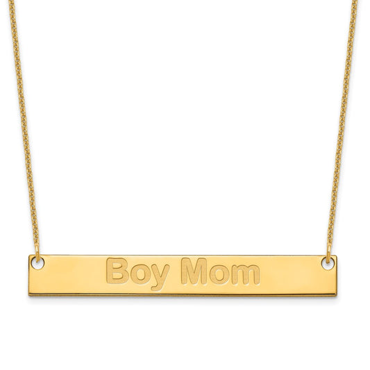 14k Yellow Gold Large Capitalized ARIAL ROUNDED Bar Necklace