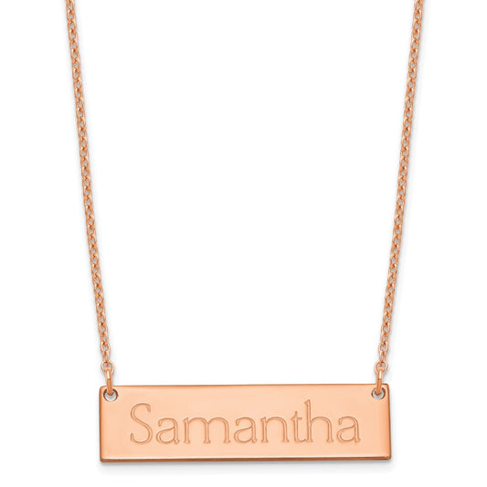 Sterling Silver/Rose-plated Small Name Bar Necklace