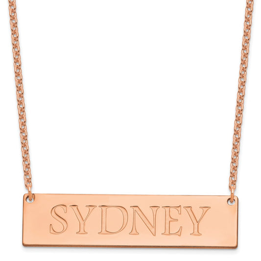 Sterling Silver/Rose-plated Large Name Bar Necklace
