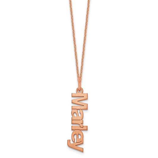 14k Rose Gold Brushed 1 Name Charm Necklace