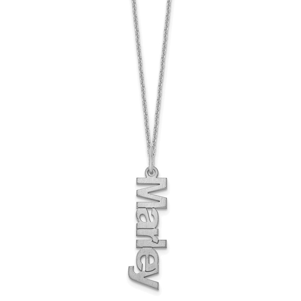 14k White Gold Brushed 1 Name Charm Necklace