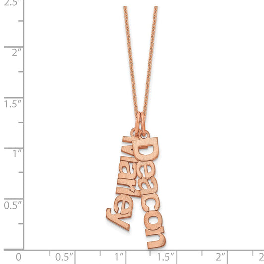 14k Rose Gold Brushed 2 Name Charm Necklace