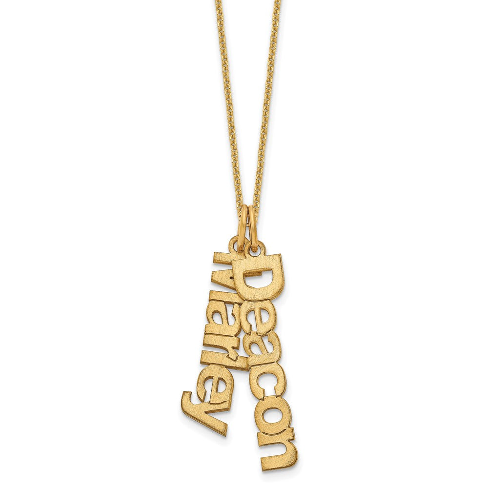14k Yellow Gold Brushed 2 Name  Charm Necklace