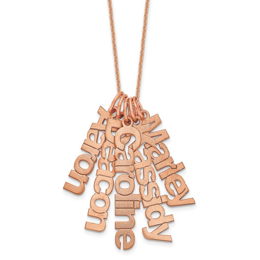 14k Rose Gold Brushed 5 Name Charm Necklace