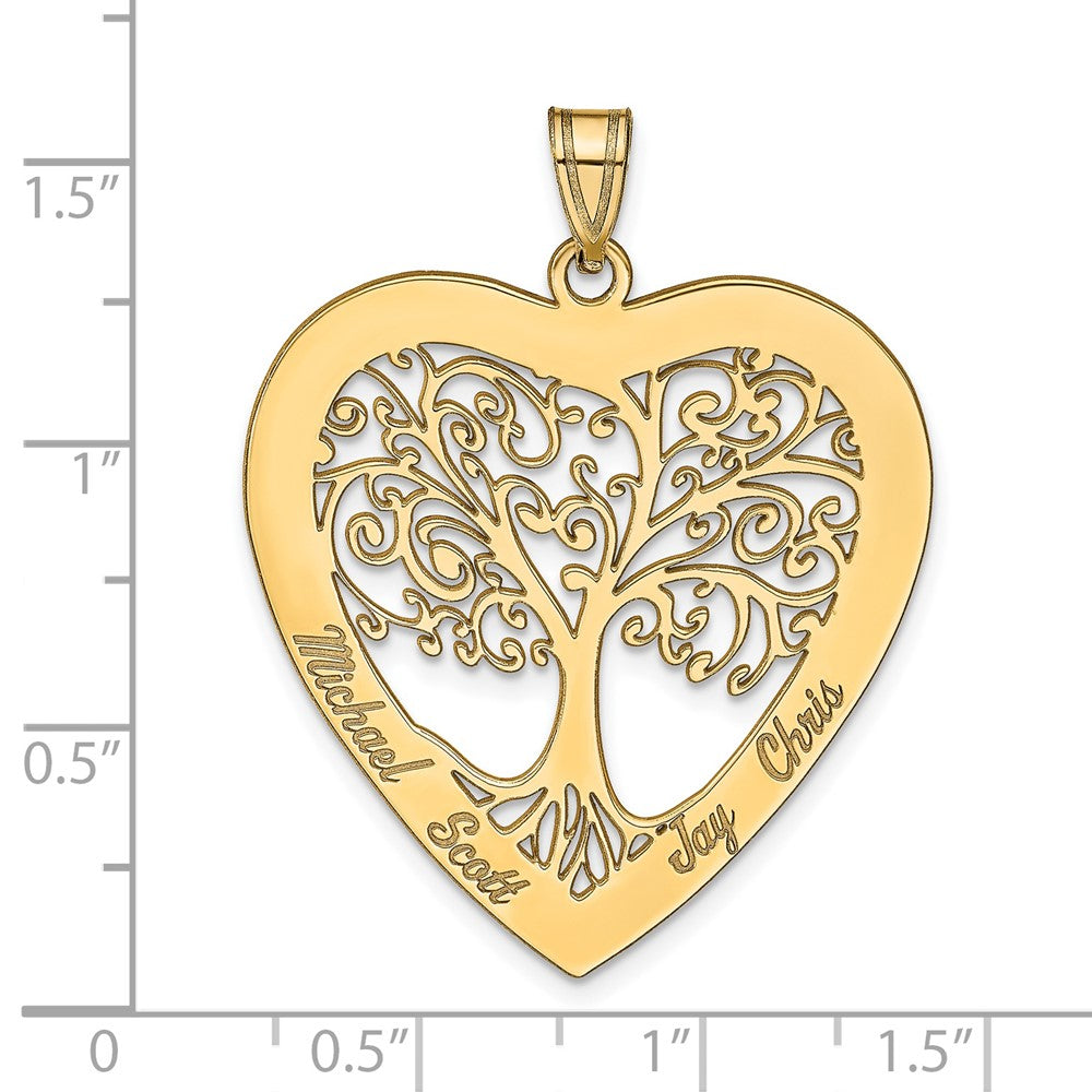 14KY Heart Family Tree Pendant