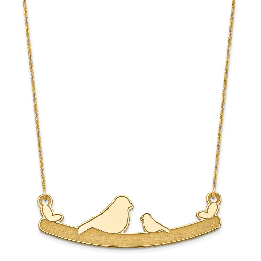 14k Yellow Gold Mom and Bird Necklace