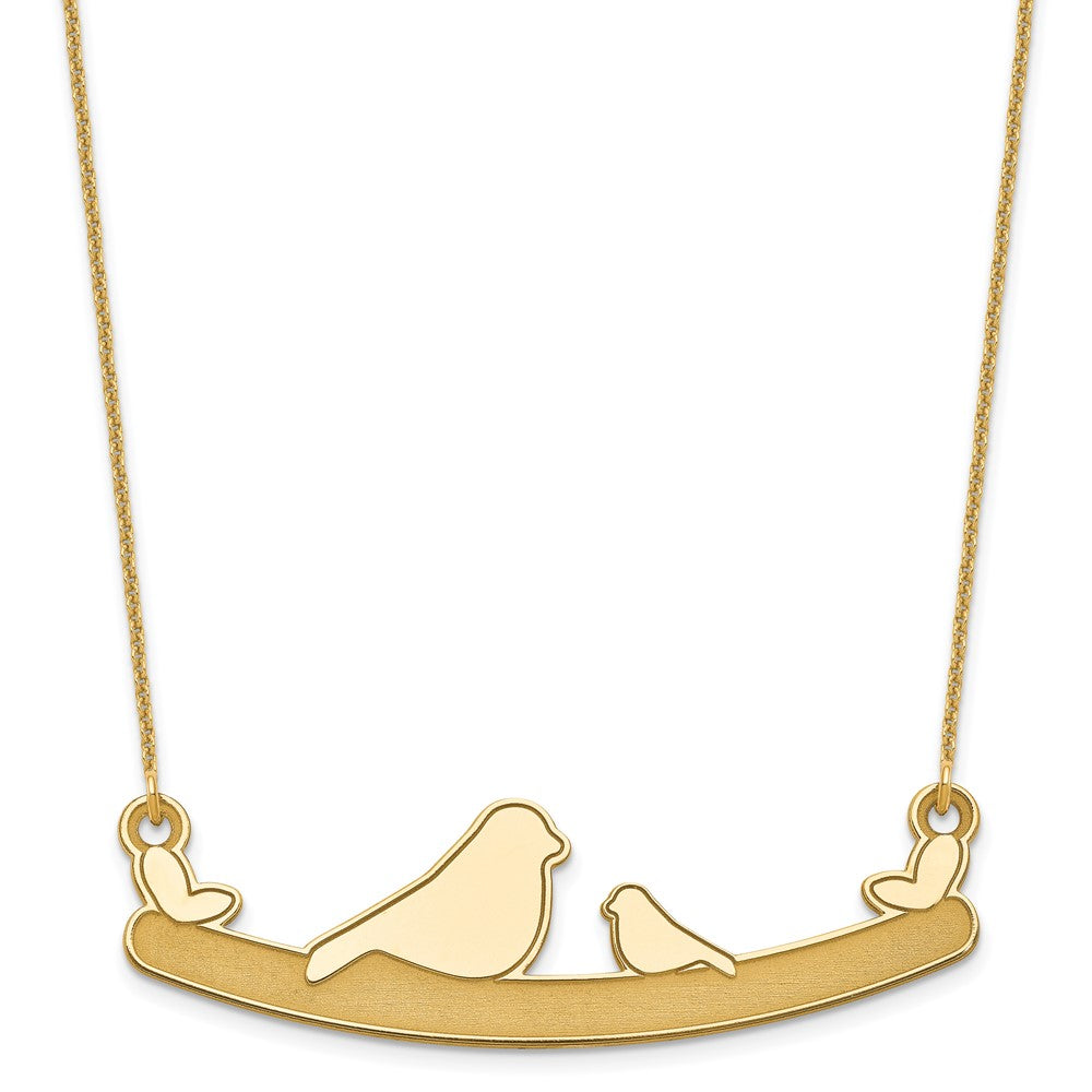 14k Yellow Gold Mom and Bird Necklace