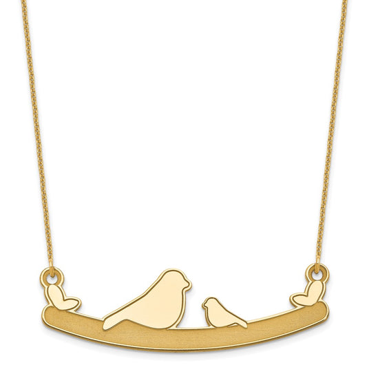 14k Yellow Gold Mom and Bird Necklace