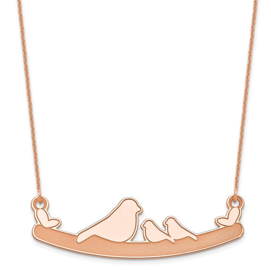 14k Rose Gold Mom and 2 Birds Necklace