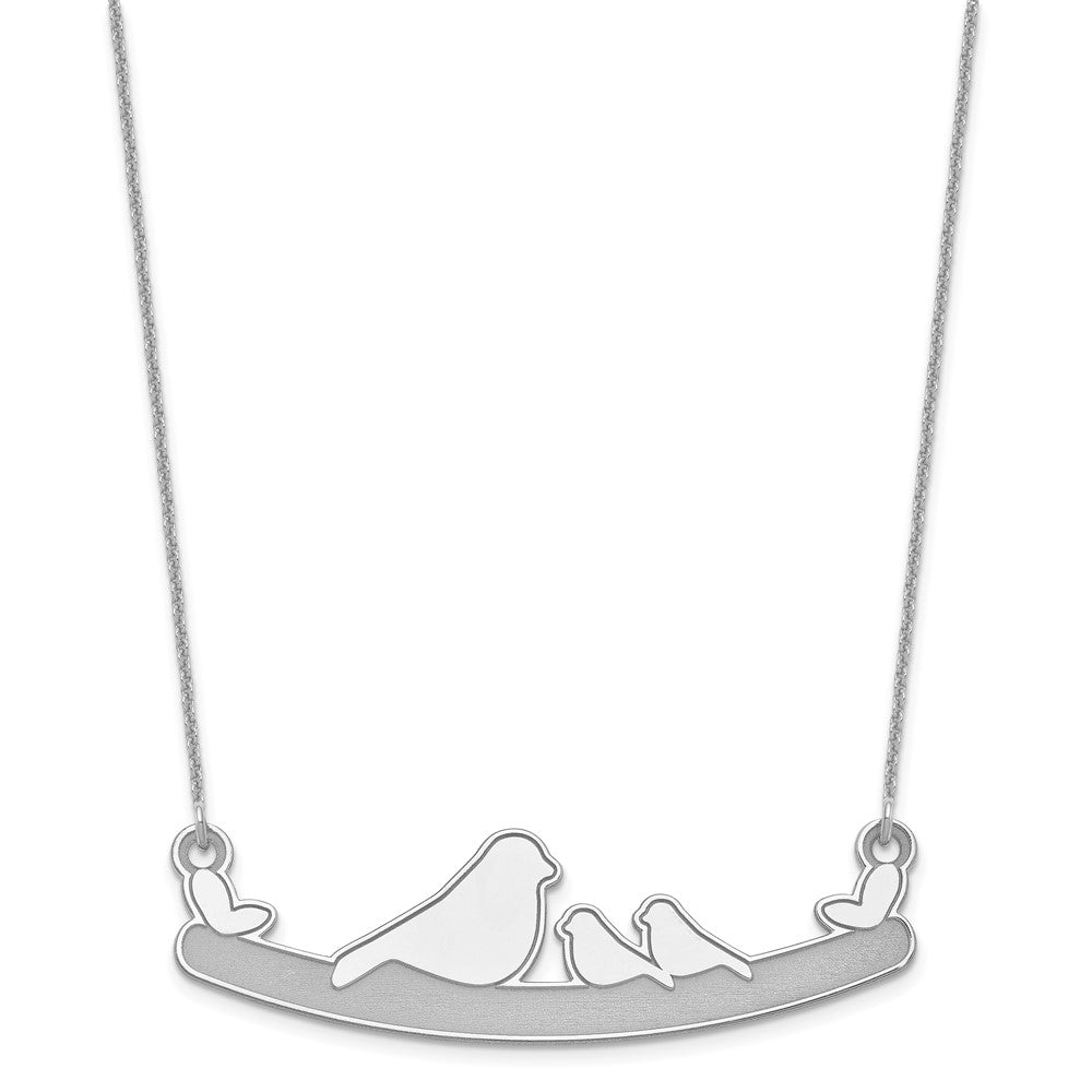 10k White Gold Mom and 2 Birds Necklace