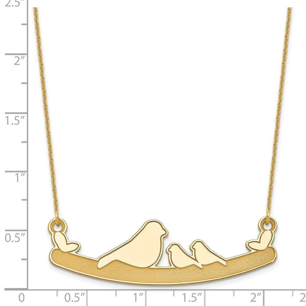 14k Yellow Gold Mom and 2 Birds Necklace