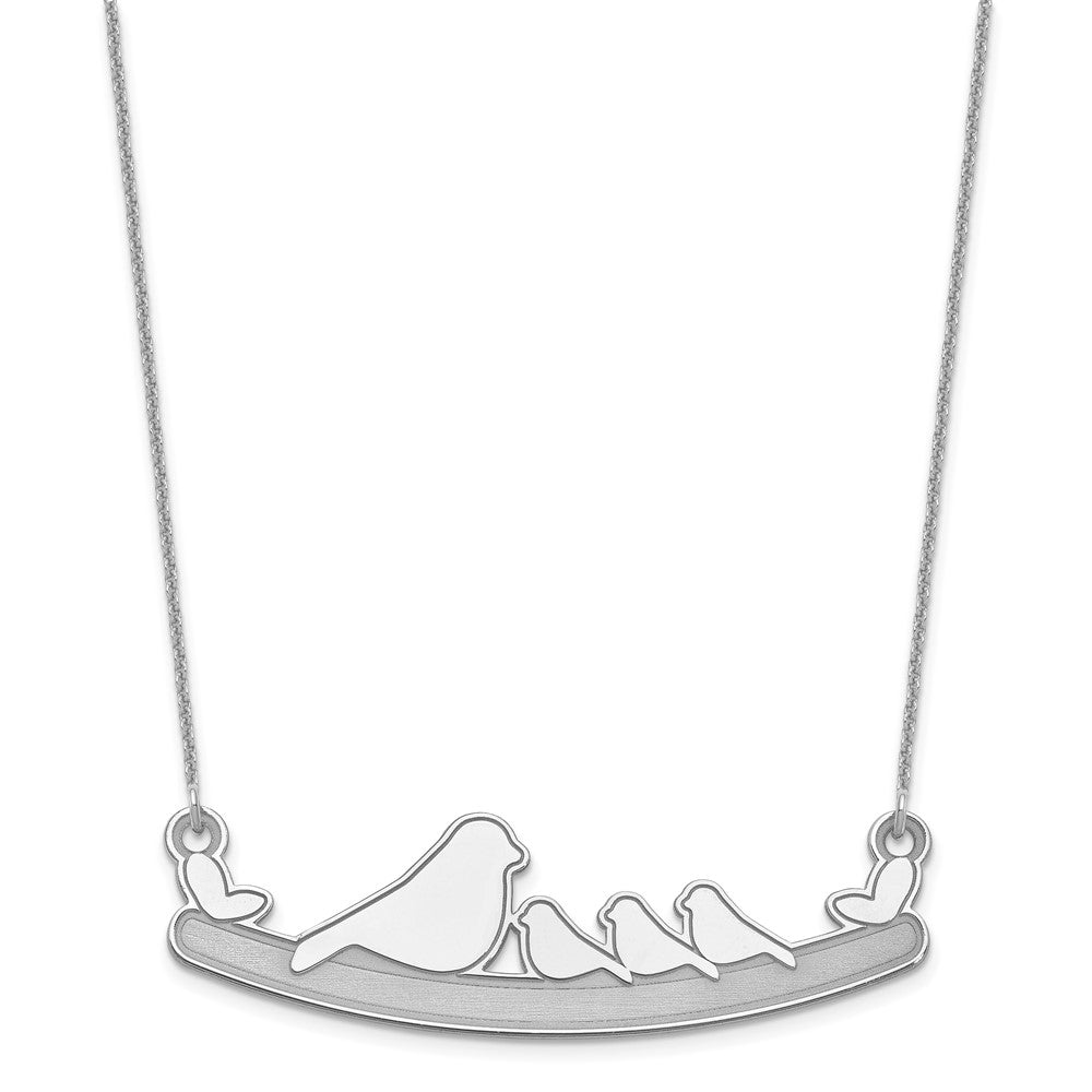 10k White Gold Mom and 3 Birds Necklace