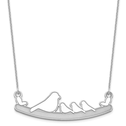 10k White Gold Mom and 3 Birds Necklace