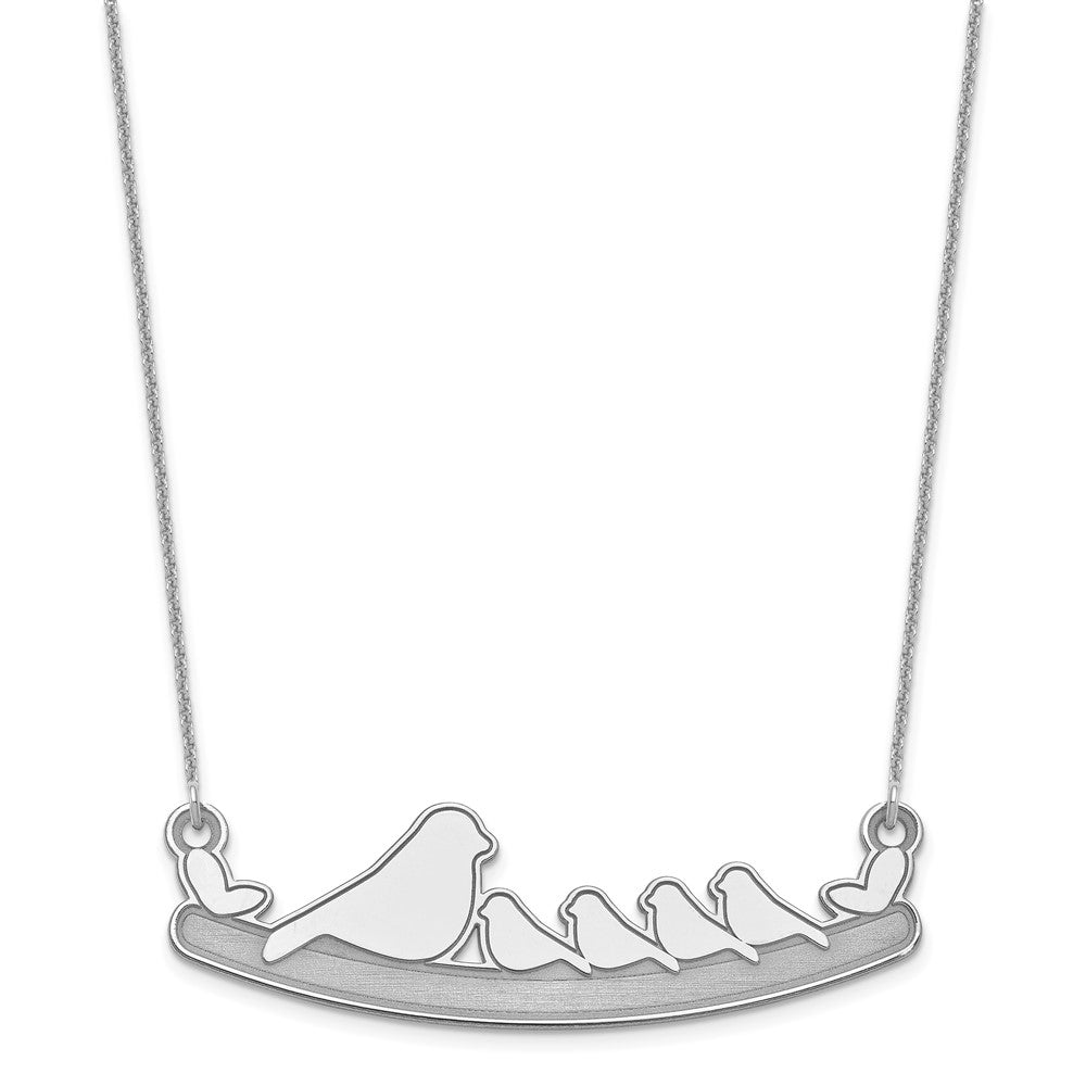 14k White Gold Mom and 4 Birds Necklace