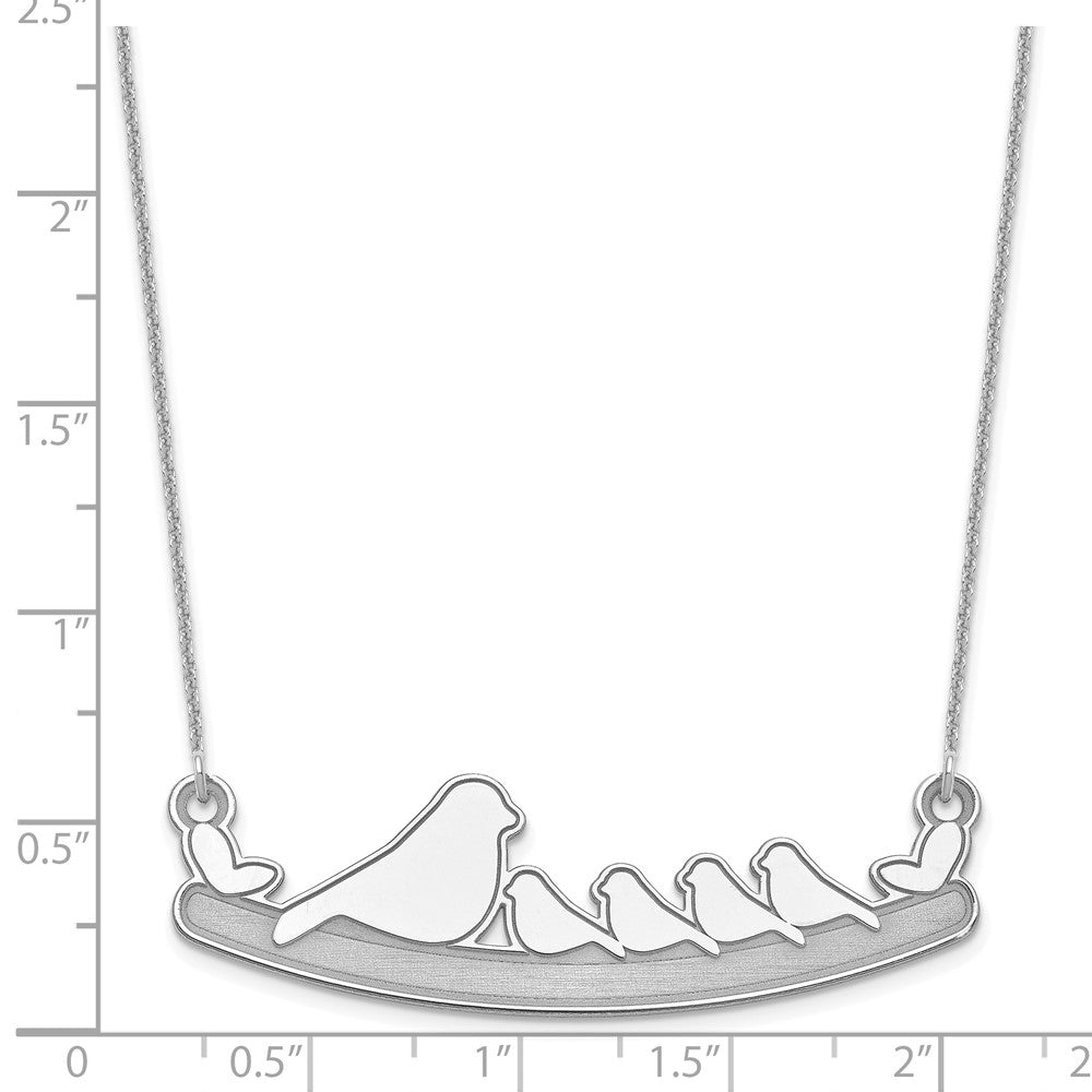 14k White Gold Mom and 4 Birds Necklace