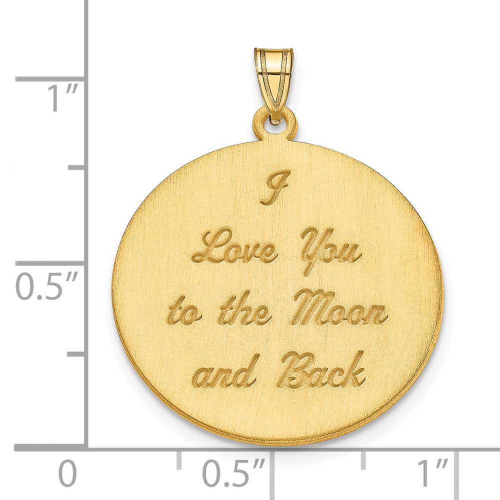 10k Yellow Gold Brushed I LOVE YOU TO THEMOON Pendant