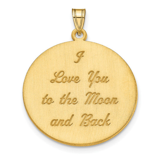 10k Yellow Gold Brushed I LOVE YOU TO THEMOON Pendant