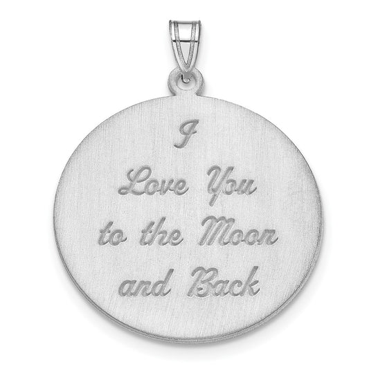 10k White Gold Brushed I LOVE YOU TO THE MOON  Pendant