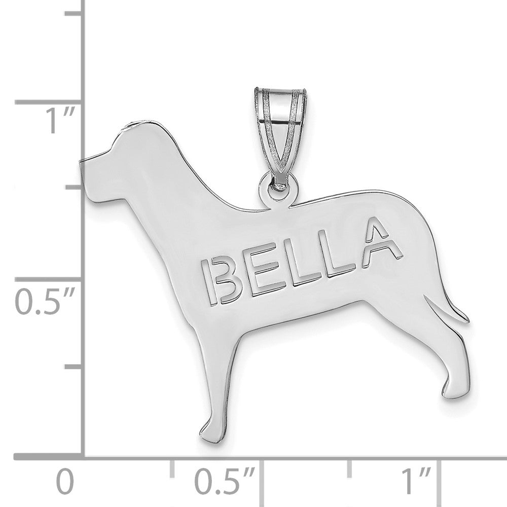 10k White Gold Dog with Cut-out Name Pendant