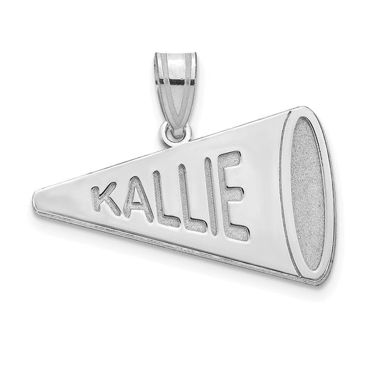 10k White Gold Personalized Megaphone Pendant