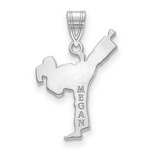 10k White Gold Personalized Girl Karate Pendant