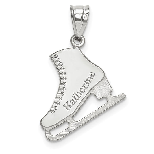 10k White Gold Personalized Ice Skate Pendant