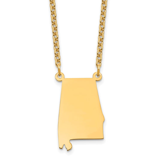 Sterling Silver/Gold-plated Alabama State Necklace
