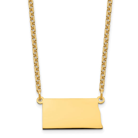 Sterling Silver/Gold-plated North Dakota State Necklace