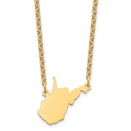 Sterling Silver/Gold-plated West Virginia State Necklace