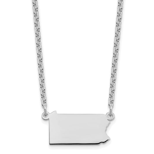 Sterling Silver/Rhodium-plated Pennsylvania State Necklace