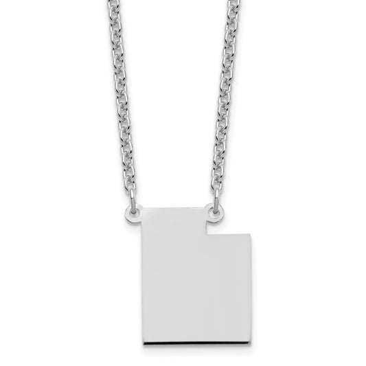 Sterling Silver/Rhodium-plated Utah State Necklace