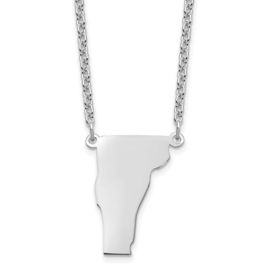 Sterling Silver/Rhodium-plated Vermont State Necklace
