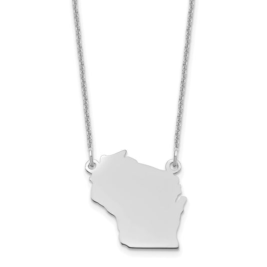 14KW Wisconsin State Necklace