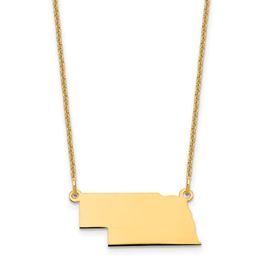 14KY Nebraska State Necklace