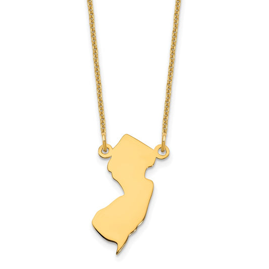 14KY New Jersey State Necklace