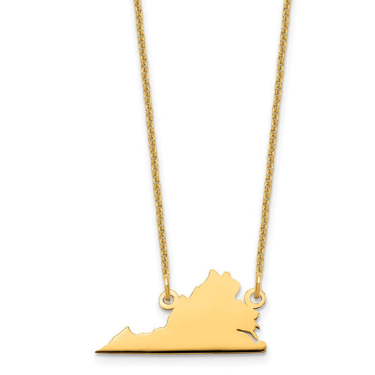 14KY Virginia State Necklace